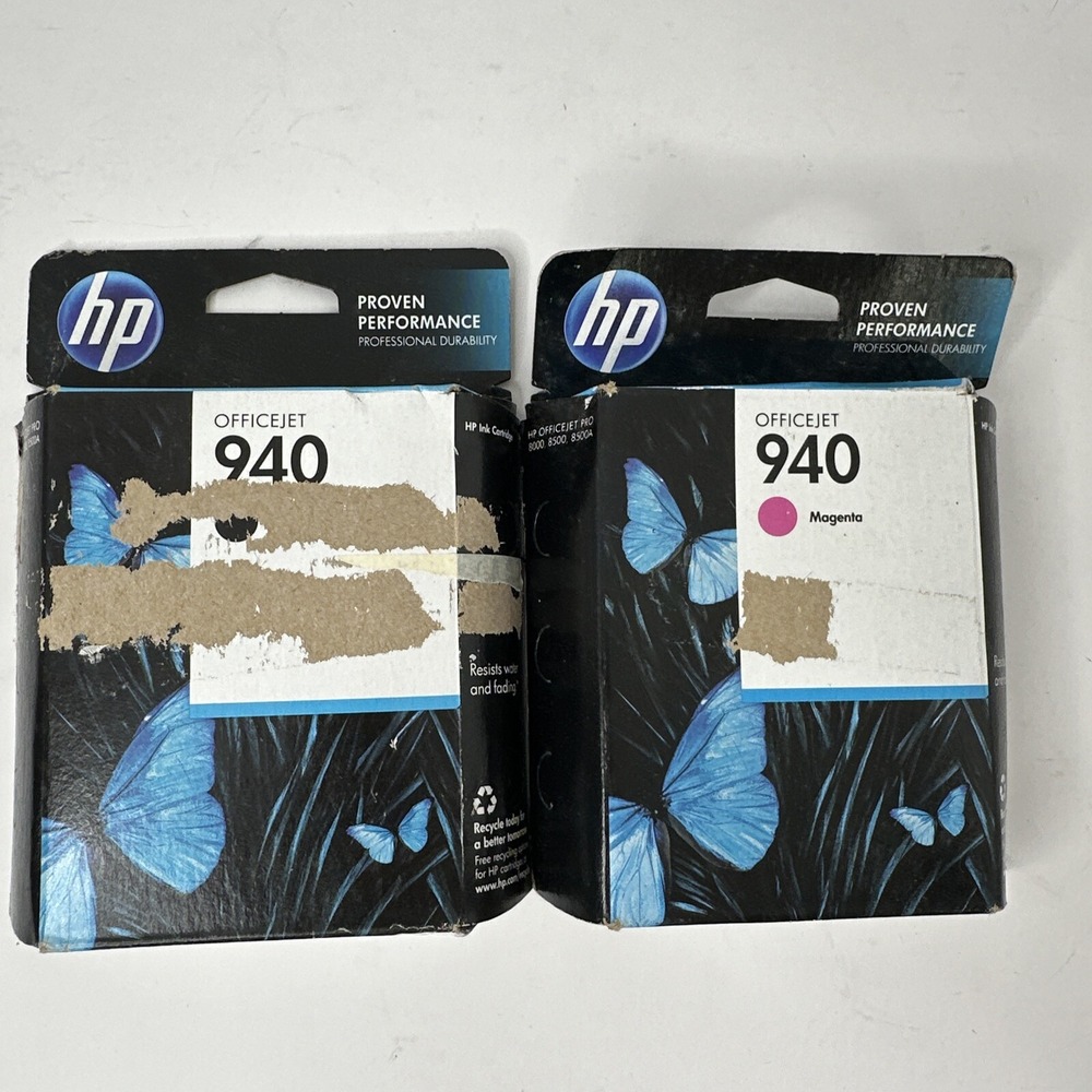HP 940 Black & Magenta Ink Cartridges C4902AN C4908AN OEM New Exp 2015